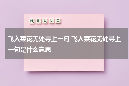 飞入菜花无处寻上一句 飞入菜花无处寻上一句是什么意思