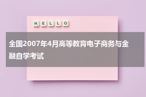全国2007年4月高等教育电子商务与金融自学考试
