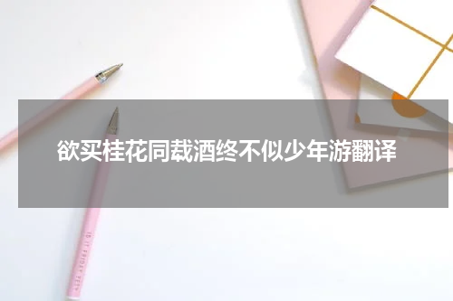欲买桂花同载酒终不似少年游翻译