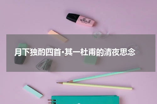 月下独酌四首·其一杜甫的清夜思念
