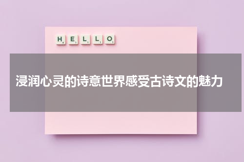  浸润心灵的诗意世界感受古诗文的魅力