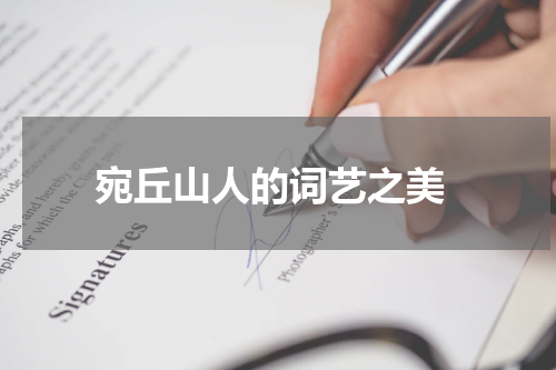  宛丘山人的词艺之美