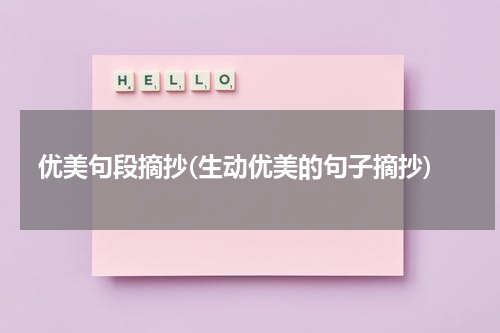 优美句段摘抄(生动优美的句子摘抄)