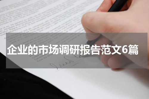 企业的市场调研报告范文6篇
